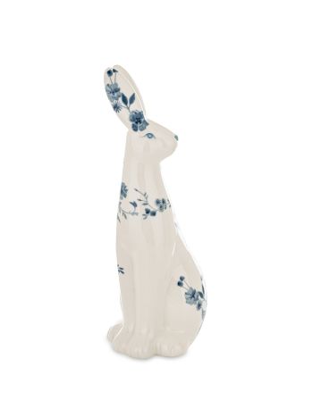 KERÁMIA NYÚL FEHÉR KÉK MINTÁVAL 175994 28-5x10x13