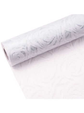 Rózsafejmintás 3D vetex 50cm x 4.5m - Fehér