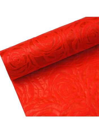 Rózsafejmintás 3D vetex 50cm x 4.5m - Piros