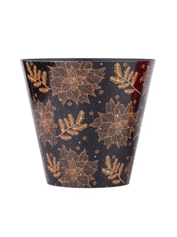 Műanyag  kaspó 210x130x197mm nagy fekete belsővel arany-fekete