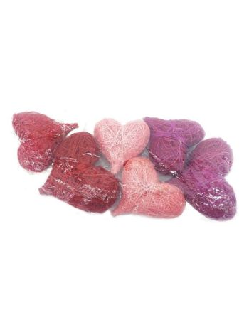 Szív szizál 5 cm piros, rózsaszín 3 féle S/6