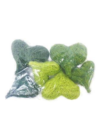 Szív szizál 5 cm zöld- sötétzöld- világoszöld 3 féle S/6