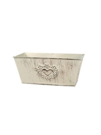 szögletes szívmintás cink tál krém 23-5x13x10cm