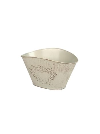 ovális szívmintás cink tál antikolt krém 17x12x8/10cm