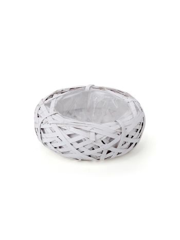 hasított fa madárfészek tál fehér 25x7cm