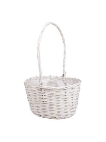 ovális hasított fa füles kosár fehér 28x24x15-5/44cm