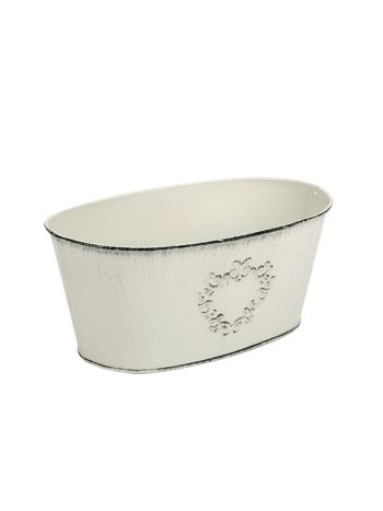 ovális szívmintás cink tál antikolt krém 26x15-5x10cm
