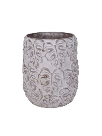 Monstera nyújtott kőkaspó szürke 16x22cm