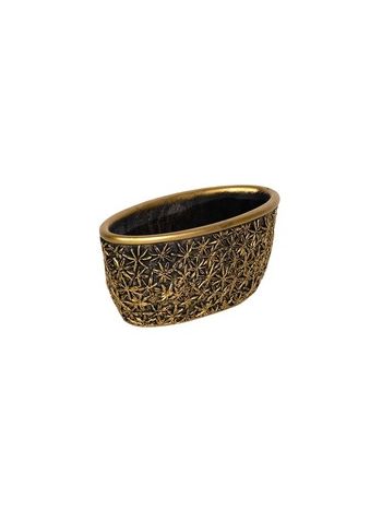 ovális Areus kőtál fekete-arany 27-5x13x12-5cm