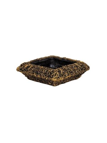 szögletes Areus kőtál fekete-arany 21x21x7cm