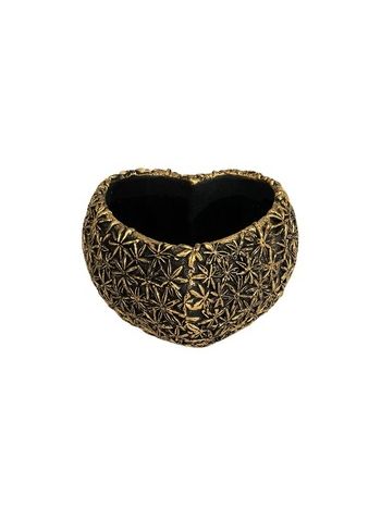 szív alakú Areus kőtál fekete-arany 20x20x11cm