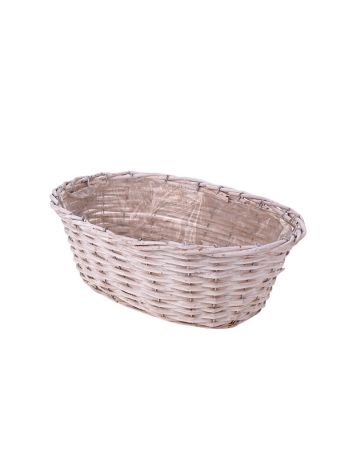 ovális hasított fa tál fehér 38x29x13cm