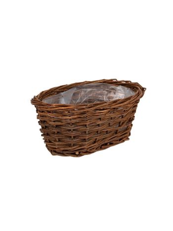 ovális natúr vessző tál barna 19-5x12x8cm