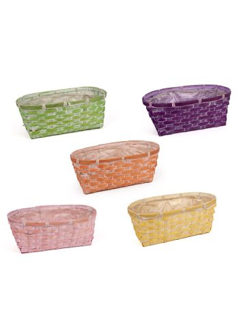 ovális antikolt bambusz tál mix 22x15x9cm 5db/csomag zöld-sárga-