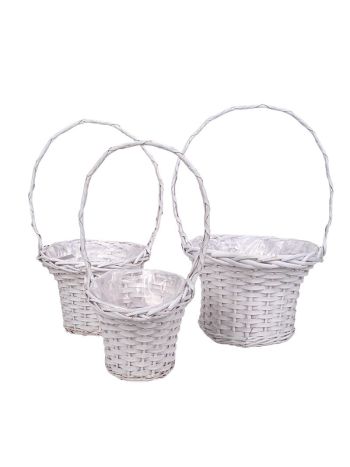 hasított fa füles kosár szett fehér 31-5x20/50cm S/3