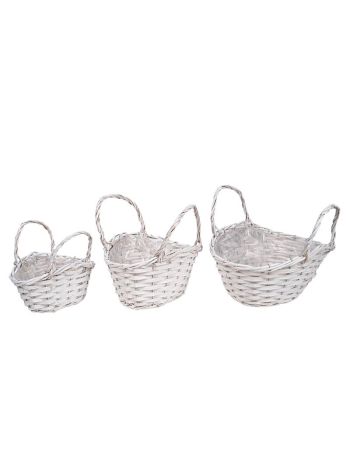 ovális hasított fa ridikül szett fehér 31-5x24x12/25cm S/3