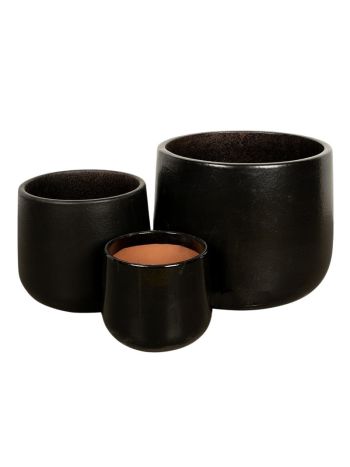 Corsica Caldron kerámia növénytartó szett ébenfekete