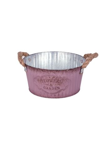 Andretta bádog tál kötél füllel mályva 18x9cm