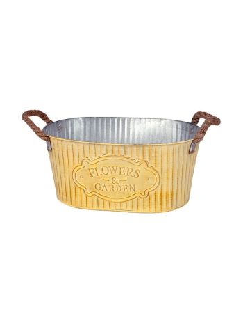 ovális Andretta bádog tál kötél füllel krém 24x14-5x11cm