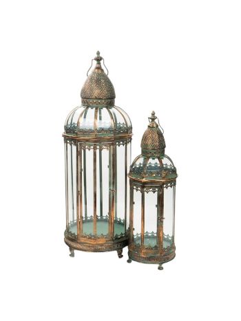 fém lámpás szett patinás réz 28x78cm S/2