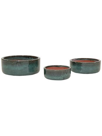 Sadie Cylinder kerámia ültetőtál szett mohazöld 18x8-28x12-5cm