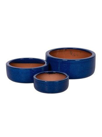 Sadie Cylinder kerámia ültetőtál szett kék 18x8-28x12-5cm S3