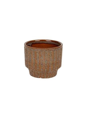 Hudson strukturált kerámia kaspó szürke-mézbarna 11x9cm