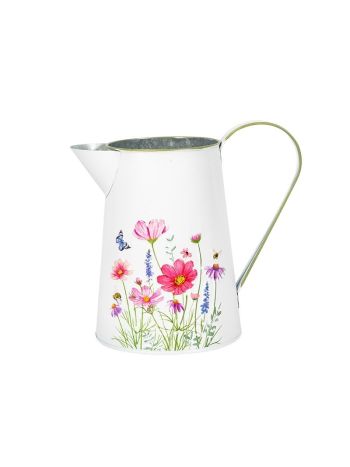 Meadow virágmintás fém kanna fehér 10x17cm