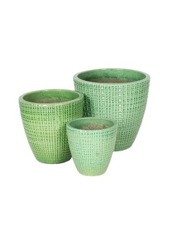 Pax Classic kerámia növénytartó szett zöld 23x23-38x36-8cm