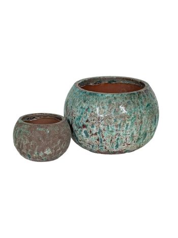 Brisbane Globe kerámia növénytartó szett savmaratott zöld 22x16-38x25-5cm S2