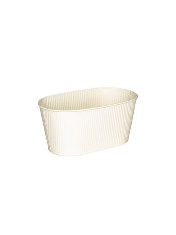 ovális Astana fém ültetőtál krém 24-5x14x11cm
