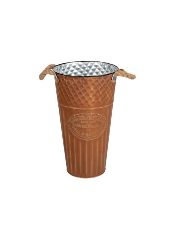 Loretta fém váza kötél füllel barna 20x35cm