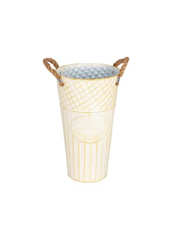 Loretta fém váza kötél füllel krém 20x35cm