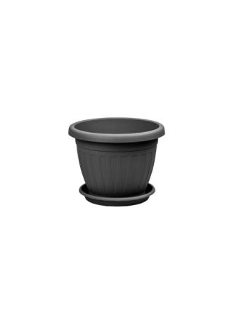 Virágcserép + Alátét Venecia 25cm Antracit (24/#_720/rkl)