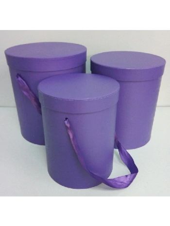 Ajándék-Virág Papírdoboz Szett/3 100-48/LILA - D21*H24cm (8/#)