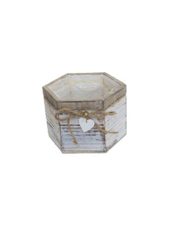 (Rattan) Kaspó Fából 6 Szög 140-W-603/M - D17*H12cm (40/#)