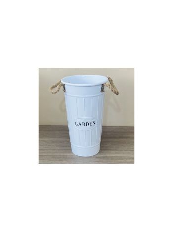 Bádog Kaspó Kötélfülű Magas 232-B-968/FEHÉR - D20*H33cm (32/#)