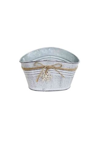  Bádog Kaspó Domború- Hópihe Fadekorral 140-B-22-83 - 18*11*H9/11cm (120/#)