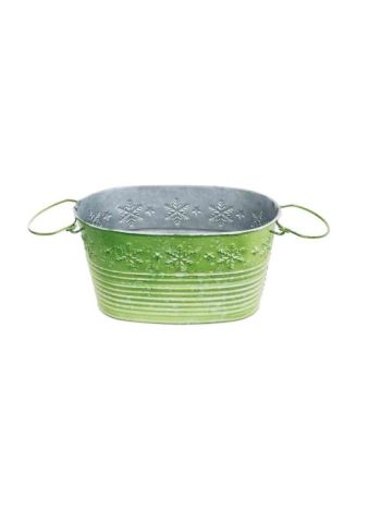  Bádog Kaspó Ovál Zöld 140-B-22-61 - 20*11*H10-5cm (80/#)