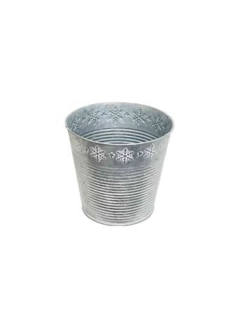  Bádog Kaspó Szürke Hópihés 140-B-22-45/L - D18/13*H16-5cm (80/#)