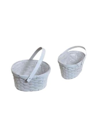 Fonott Kosár Fehér Színű Ovális Lf 66-25/FEHÉR - 19*16*H11/21cm (150/#)