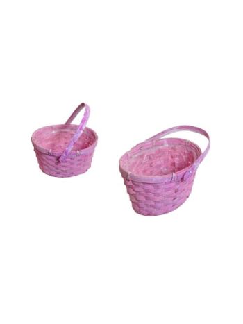 Fonott Kosár Pink Színű Ovális Lf 66-25-A/PINK - 19*16*H11/21cm (150/#)