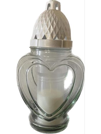 Üveg mécses SZÍV forma LA 83 F CS:5999568106680 db/csomag: 6