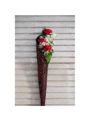 Tölcsér vágott virághoz textil 900mmx160mm fekete-piros S/5