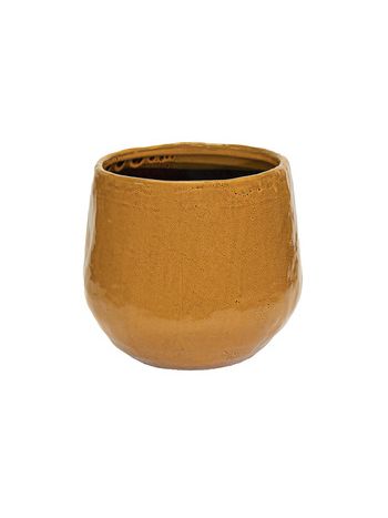 Suburb Cauldron kerámia kaspó borostyánsárga 19x16-5cm