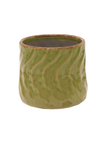Loren Wave Cauldron kerámia kaspó kiwizöld 12-5x11cm
