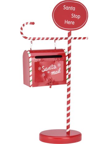 Karácsonyi postaláda tartóval- 24-5x10x51cm- 632 gramm- piros színben