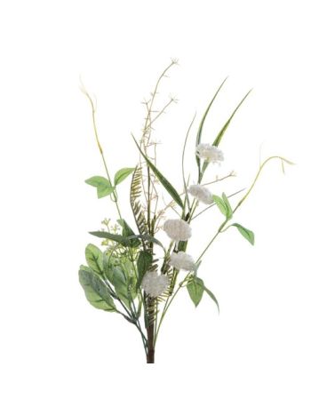 Klematisz művirág csokor- 56cm magas - Fehér/Zöld