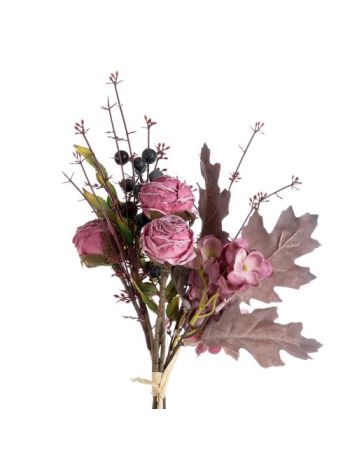 Bogyós- rózsás- rose red művirág csokor- 39cm magas- 20cm széles