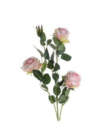 Selyemvirág rózsa ág 4 fejjel- 64.5cm magas - Rózsaszín  AF024-03